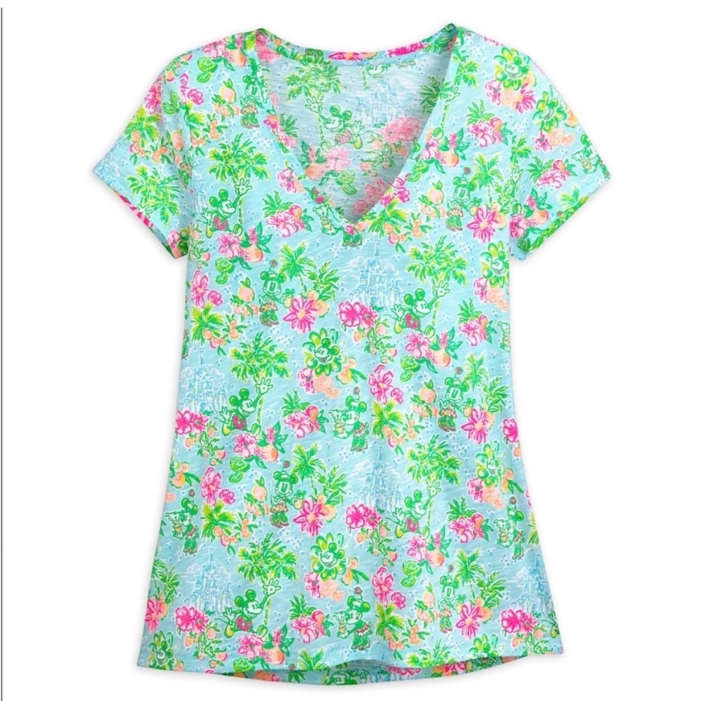 Disney X Lilly Pulitzer 2023 collection Lilly loves Disney V-neck Tshirt small